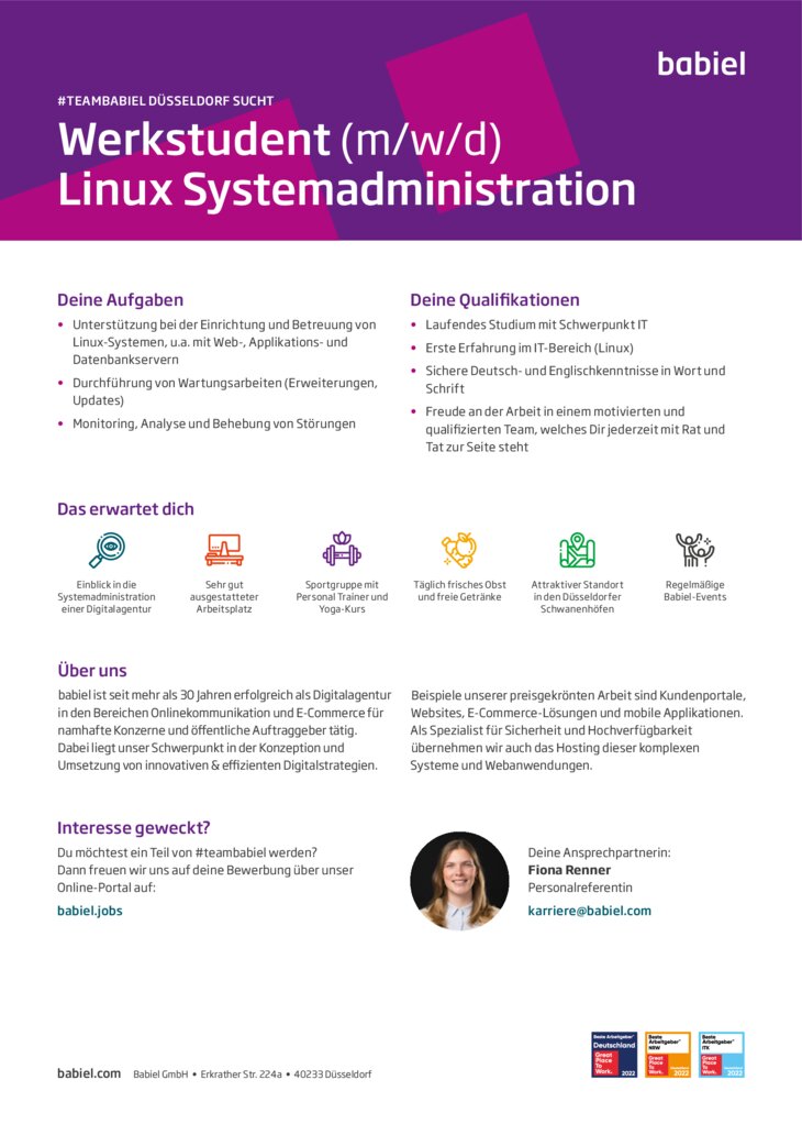 Werkstudent Linux Systemadministrator (m/w/d)