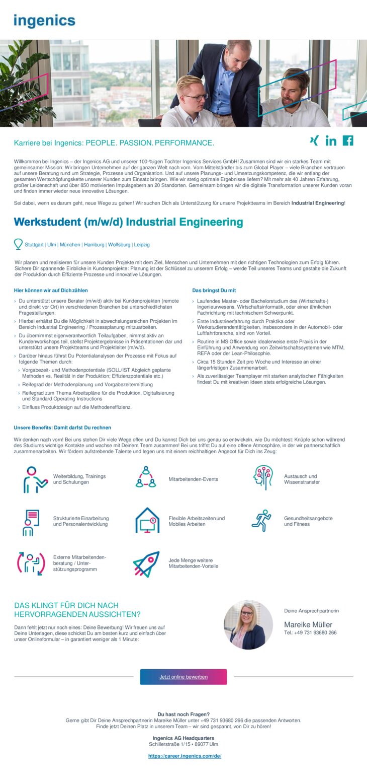 Werkstudent (m/w/d) Industrial Engineering
